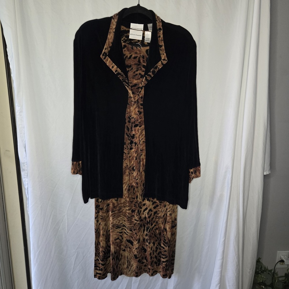Vintage Alfred Dunner 3 Pc Setβ Skirt Shirt Jacket Animal Print Women Large/XL